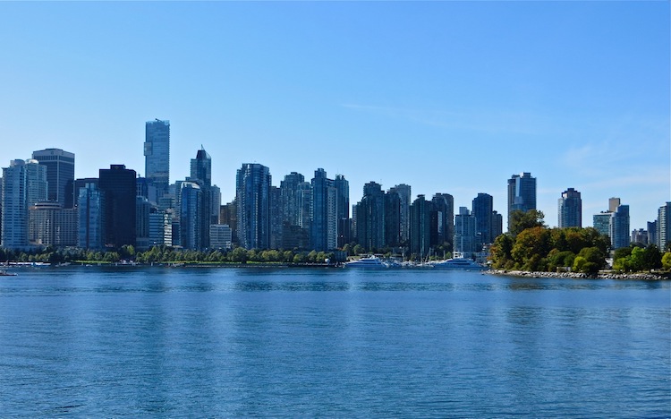 view of Vancouver BC from Stanley Park