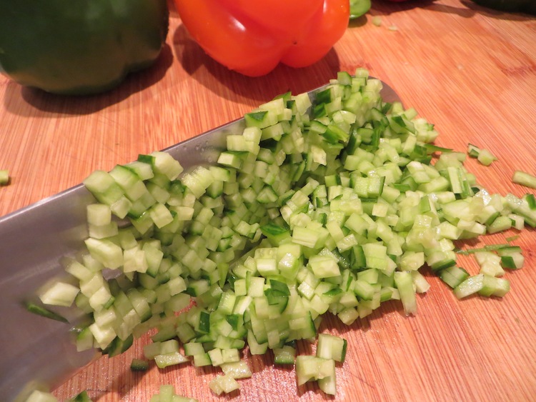 example of how finely to dice veggies for relish