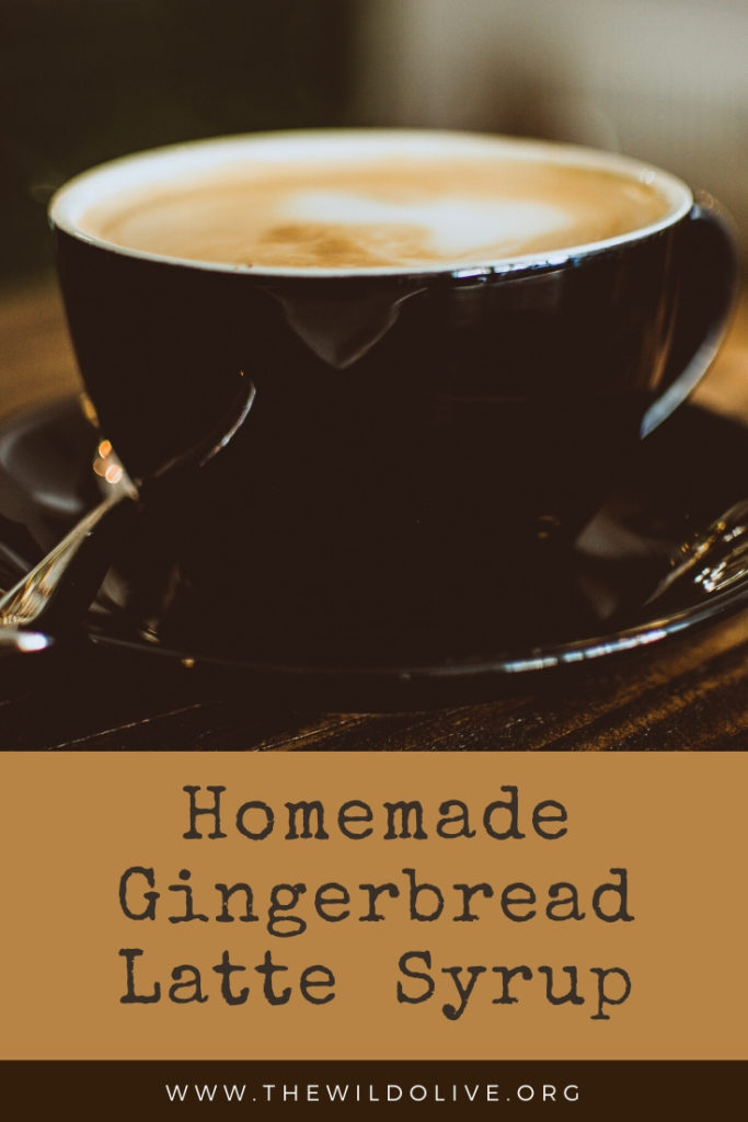 Pinnable image for Homemade Gingerbread Latte Syrup Recipe