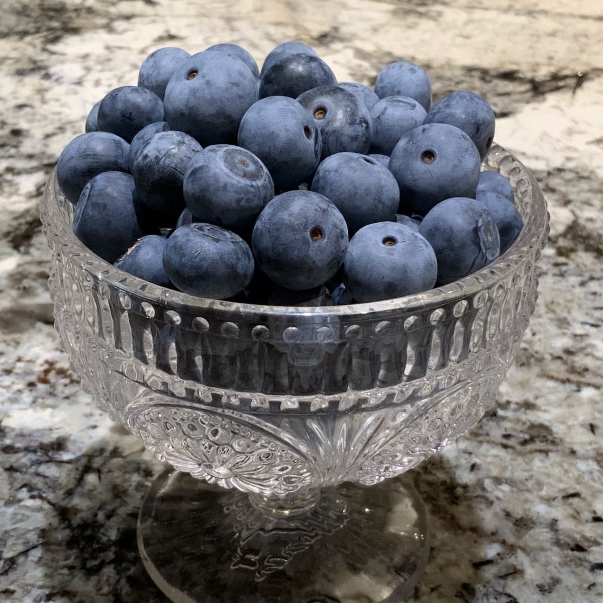 Blueberries in a Glass Dish