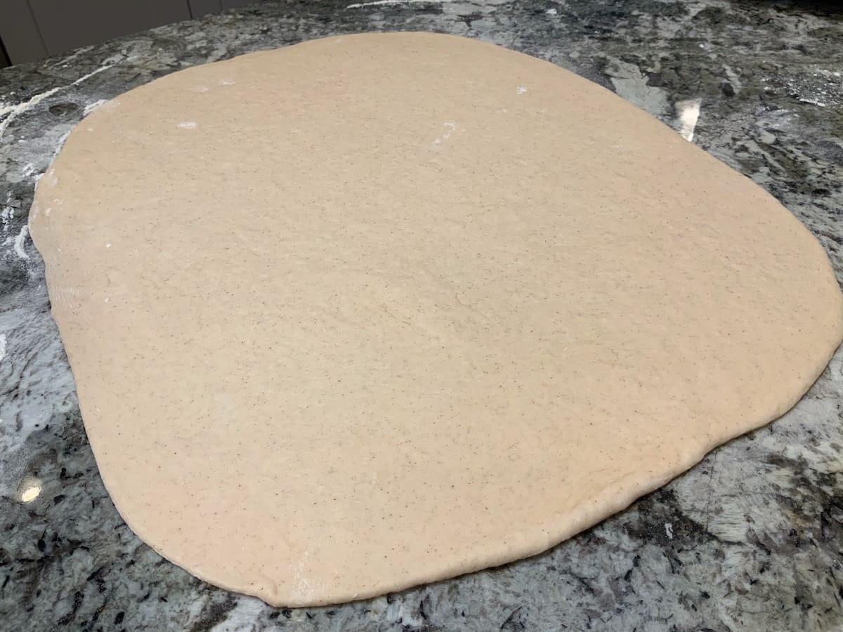 Rolled out dough for Cinnamon Pull-Apart Bread