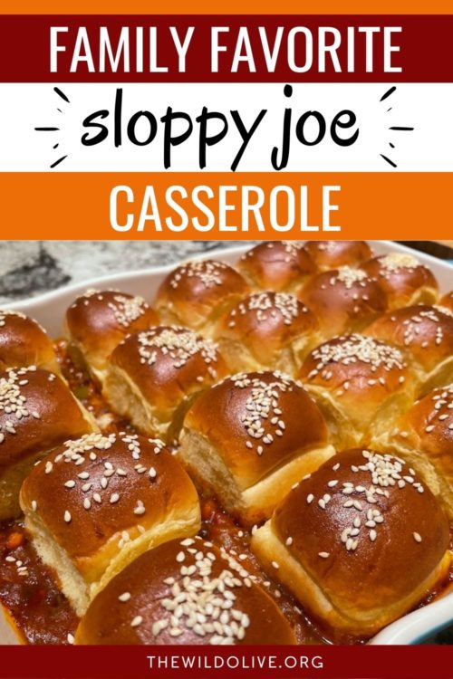 pinnable image for sloppy joe casserole recipe